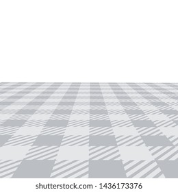 Gingham pattern. Square geometric textured tablecloth. Horizont perspective 3d vector background
