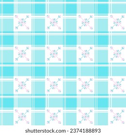 Gingham pattern vector set for scarf, pillow case, blanket, cloth, fabric print. 