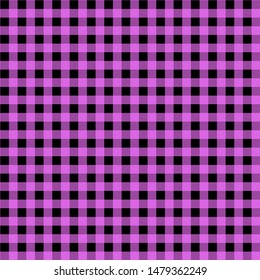 Gingham pattern violet and black. Texture from squares for - plaid, tablecloths, clothes, shirts, dresses, paper, bedding, blankets, quilts and other textile products. Vector illustration EPS 10