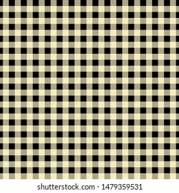 Gingham pattern yellow and black. Texture from squares for - plaid, tablecloths, clothes, shirts, dresses, paper, bedding, blankets, quilts and other textile products. Vector illustration EPS 10