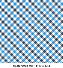 Gingham patternblack and blue. Texture from rhombus/squares for - plaid, tablecloths, clothes, shirts, dresses, paper, bedding, blankets, quilts and other textile products. Vector illustration EPS 10