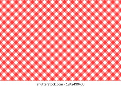 Gingham red checkered seamless pattern. Plaid repeat design background.