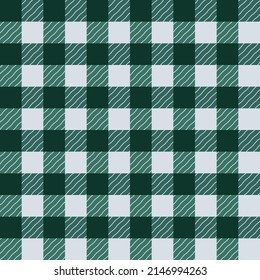 Gingham seamless checkered pattern in green. Vichy vector illustration for flannel fabric.