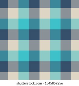 Gingham seamless cyan pattern. Texture for plaid, tablecloths, clothes, shirts, dresses, paper, bedding, blankets, quilts and other textile products. Vector Illustration EPS 10