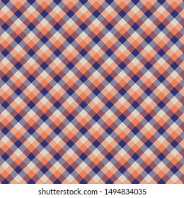 Gingham seamless orange and violet pattern. Texture for plaid, tablecloths, clothes, shirts, dresses, paper, bedding, blankets, quilts and other textile products. Vector illustration EPS 10