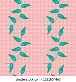 Gingham seamless pattern.  Gingham background with a combination of floral designs. Vector illustrations. Texture from squares/ rhombus for - tablecloths, blanket, plaid, cloths, shirts, textiles.