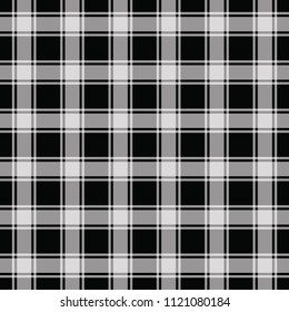 Gingham seamless pattern, black background vector illustration