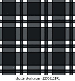 Gingham seamless pattern. Black watercolor checkered plaid, rustic tartan and buffalo check plaid vector background