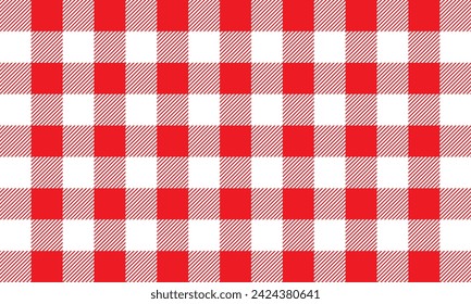 Gingham seamless pattern. Checkered texture for picnic blanket, tablecloth, plaid. Fabric geometric background, retro textile design. Vector illustration.