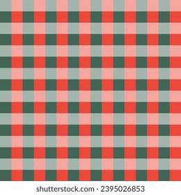 Gingham seamless pattern. Christmas color for shirts, plaid, tablecloths, clothes, bedding, blankets, makeup wrapping paper. Red and green color gingham vector.