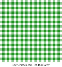 Gingham seamless pattern with green and white color, checkerboard background, square, tablecloth, book cover, Vector illustration