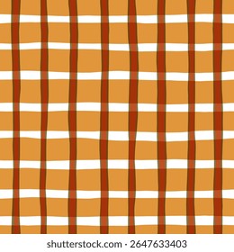 Gingham seamless pattern. Hand paint lines plaid print. Vector checkered fall print