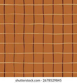 Patrón sin fisuras de guinga. Líneas de pintura de mano estampado a cuadros. Vector estampado de otoño a cuadros