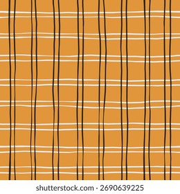 Gingham padrão sem costura. As linhas de pintura de mão estampam. Impressão de queda quadriculada vetorial