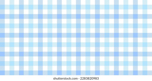 Gingham seamless pattern. Light blue and white vichy background texture. Checked tweed plaid repeating wallpaper. Fabric design. Vector 