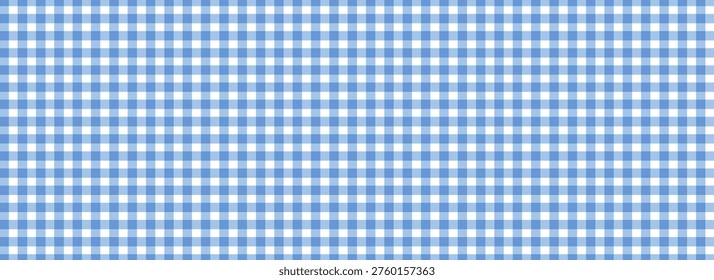 Gingham seamless pattern. Light blue and white vichy background texture. Checked tweed plaid repeating wallpaper. Fabric design. eps10
