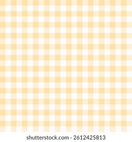 Gingham seamless pattern in pastel yellow and white colours for design decoration. Vector background.	