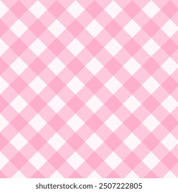 Gingham seamless pattern in pink.Checkered tartan plaid repeat pattern.Geometric vector illustration background wallpaper