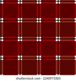 Gingham seamless pattern. Red and black watercolor checkered plaid, rustic tartan and buffalo check plaid vector background