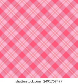 Gingham seamless pattern in red pink and white .Checkered tartan plaid with twill weave repeat pattern. Geometric graphic vector illustration background design for fabric and print. 