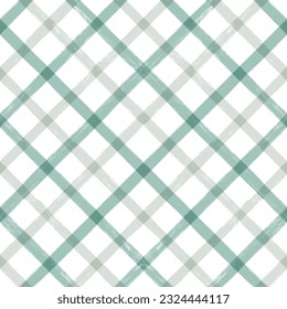 Gingham seamless pattern. Watercolor green lines texture for shirts, plaid, tablecloths, clothes, bedding, blankets, wrapping paper. vector checkered summer print