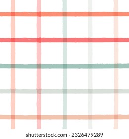 Gingham seamless pattern. Watercolor pastel lines texture for shirts, plaid, tablecloths, clothes, bedding, blankets, makeup wrapping paper. vector checkered summer girly print