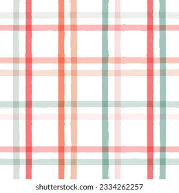 Gingham seamless pattern. Watercolor pastel lines texture for shirts, plaid, tablecloths, clothes, bedding, blankets, makeup wrapping paper. vector checkered summer girly print