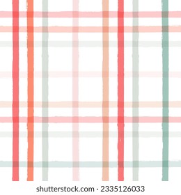 Gingham seamless pattern. Watercolor pastel lines texture for shirts, plaid, tablecloths, clothes, bedding, blankets, makeup wrapping paper. vector checkered summer girly print