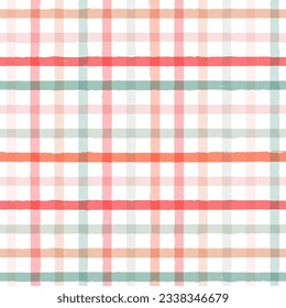 Gingham seamless pattern. Watercolor pastel lines texture for shirts, plaid, tablecloths, clothes, bedding, blankets, makeup wrapping paper. vector checkered summer girly print