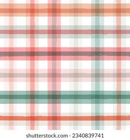 Gingham seamless pattern. Watercolor pastel lines texture for shirts, plaid, tablecloths, clothes, bedding, blankets, makeup wrapping paper. vector checkered summer girly print