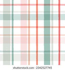 Gingham seamless pattern. Watercolor pastel lines texture for shirts, plaid, tablecloths, clothes, bedding, blankets, makeup wrapping paper. vector checkered summer girly print