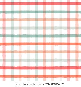 Gingham seamless pattern. Watercolor pastel lines texture for shirts, plaid, tablecloths, clothes, bedding, blankets, makeup wrapping paper. vector checkered summer girly print