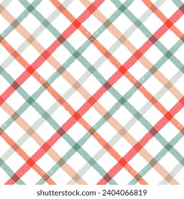 Gingham seamless pattern. Watercolor pastel lines texture for shirts, plaid, tablecloths, clothes, bedding, blankets, makeup wrapping paper. vector checkered summer girly print