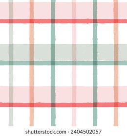 Gingham seamless pattern. Watercolor pastel lines texture for shirts, plaid, tablecloths, clothes, bedding, blankets, makeup wrapping paper. vector checkered summer girly print