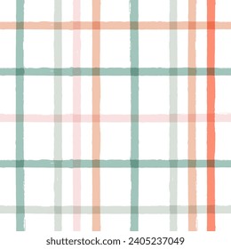 Gingham seamless pattern. Watercolor pastel lines texture for shirts, plaid, tablecloths, clothes, bedding, blankets, makeup wrapping paper. vector checkered summer girly print