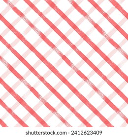 Gingham seamless pattern. Watercolor pastel lines texture for shirts, plaid, tablecloths, clothes, bedding, blankets, makeup wrapping paper. vector checkered summer girly print
