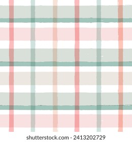 Gingham seamless pattern. Watercolor pastel lines texture for shirts, plaid, tablecloths, clothes, bedding, blankets, makeup wrapping paper. vector checkered summer girly print