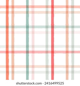 Gingham seamless pattern. Watercolor pastel lines texture for shirts, plaid, tablecloths, clothes, bedding, blankets, makeup wrapping paper. vector checkered summer girly print