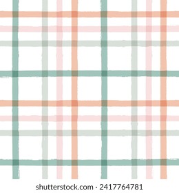 Gingham seamless pattern. Watercolor pastel lines texture for shirts, plaid, tablecloths, clothes, bedding, blankets, makeup wrapping paper. vector checkered summer girly print