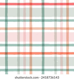 Gingham seamless pattern. Watercolor pastel lines texture for shirts, plaid, tablecloths, clothes, bedding, blankets, makeup wrapping paper. vector checkered summer girly print