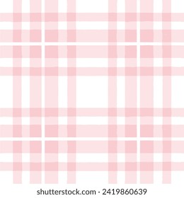 Gingham seamless pattern. Watercolor pastel lines texture for shirts, plaid, tablecloths, clothes, bedding, blankets, makeup wrapping paper. vector checkered summer girly print