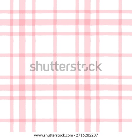Gingham seamless pattern. Watercolor pink plaid print, vector checkered textile