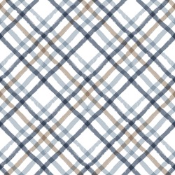 Gingham Seamless Pattern. Watercolor Plaid Diagonal Stripes, Vector Checkered Paint Brush Lines. Tartan Texture For Spring Picnic Table Cloth, Shirts, Plaid, Clothes, Blankets, Paper.
