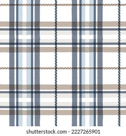 Gingham seamless pattern. watercolor plaid stripes, Vector checkered paint brush lines. Tartan texture for spring picnic table cloth, shirts, plaid, clothes, blankets, paper. 