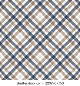 Gingham seamless pattern. watercolor plaid diagonal stripes, Vector checkered paint brush lines. Tartan texture for spring picnic table cloth, shirts, plaid, clothes, blankets, paper.