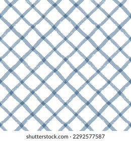 Gingham seamless pattern. watercolor plaid diagonal stripes, Vector checkered paint brush lines. Tartan texture for spring picnic table cloth, shirts, plaid, clothes, blankets, paper.