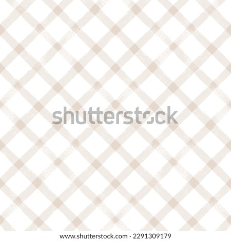 Gingham seamless pattern. watercolor plaid diagonal stripes, Vector checkered paint brush lines. Tartan texture for spring picnic table cloth, shirts, plaid, clothes, blankets, paper.