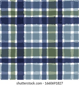 Gingham seamless pattern. watercolor stripes, tartan texture for spring picnic table cloth, shirts, plaid, clothes, dresses, blankets, paper. vector checkered paint brush strokes, geometric lines.