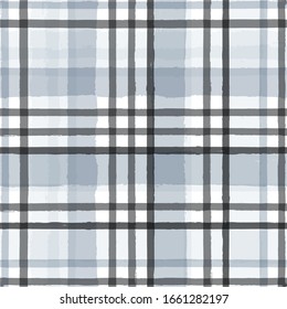 Gingham seamless pattern. watercolor stripes, tartan texture for spring picnic table cloth, shirts, plaid, clothes, dresses, blankets, paper. vector checkered paint brush strokes, geometric lines.