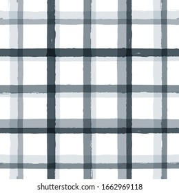 Gingham seamless pattern. watercolor stripes, tartan texture for spring picnic table cloth, shirts, plaid, clothes, dresses, blankets, paper. vector checkered paint brush strokes, geometric lines.